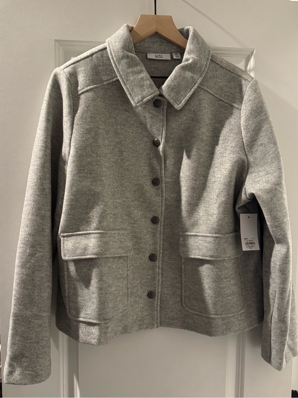 croft & barrow Light Gray Button-Front Wool-Blend Jacket